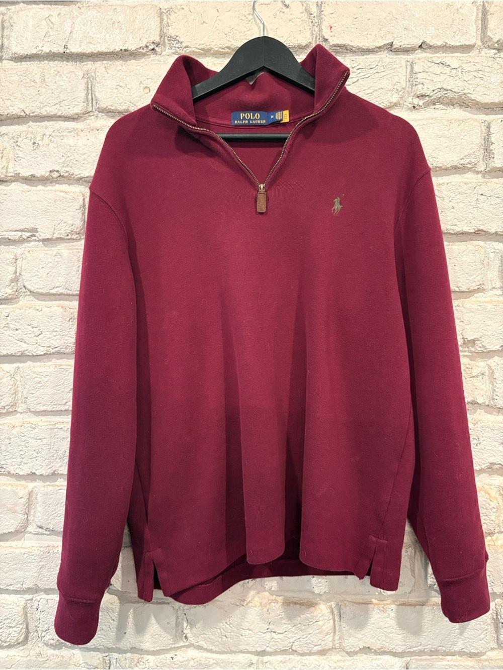 Like New, Ralph Lauren, Estate-Rib Quarter-Zip Pullover, Classic Wine, Size Med